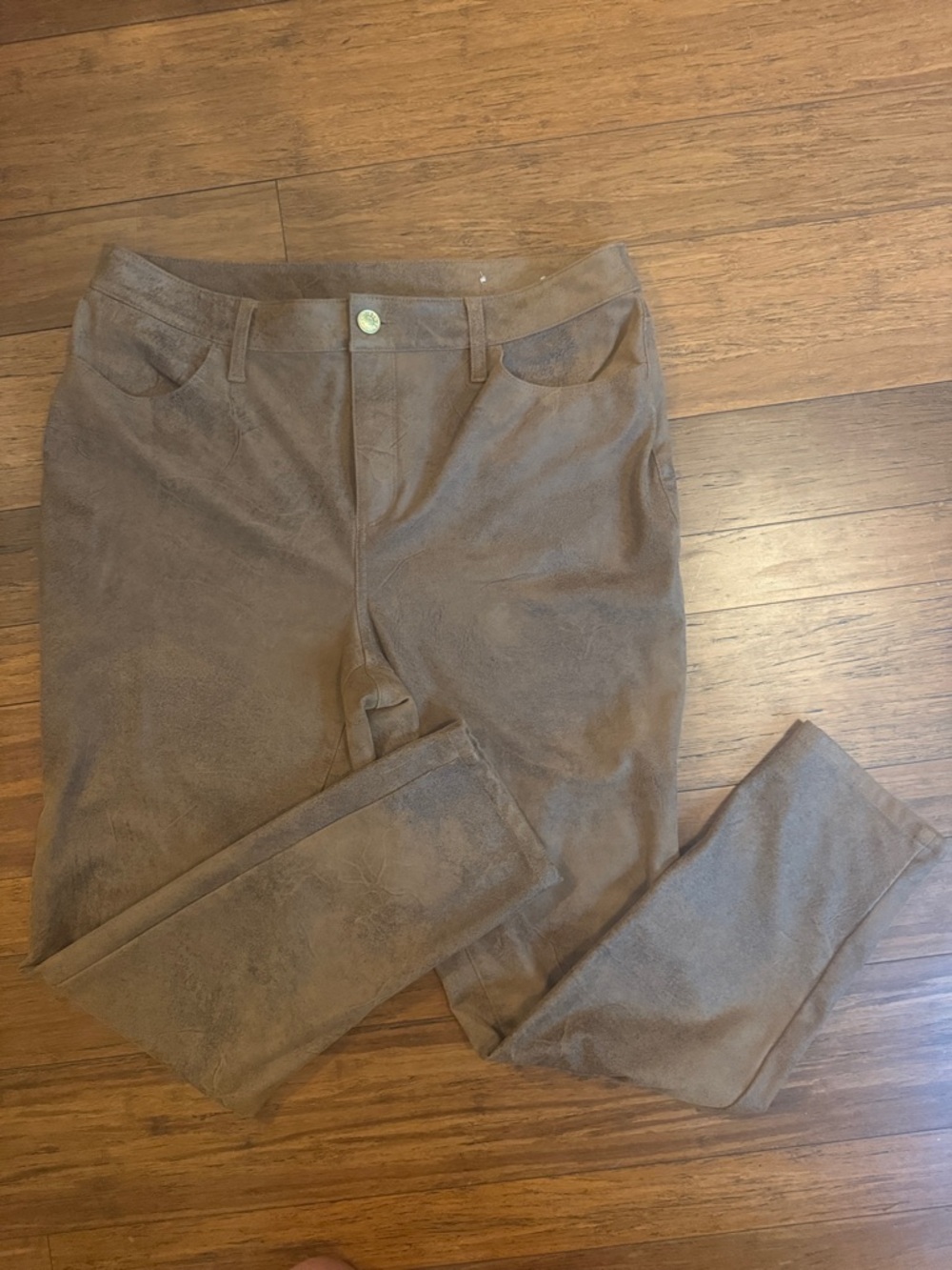 Chico's Taupe Faux-Suede Skinny Pants